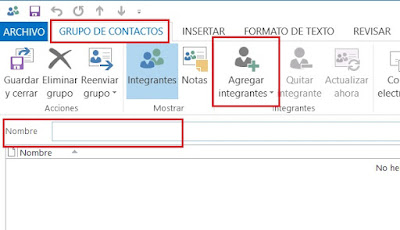 Agregar un grupo de contactos en Outlook