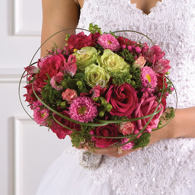 Pink and Green Bridal Bouquet