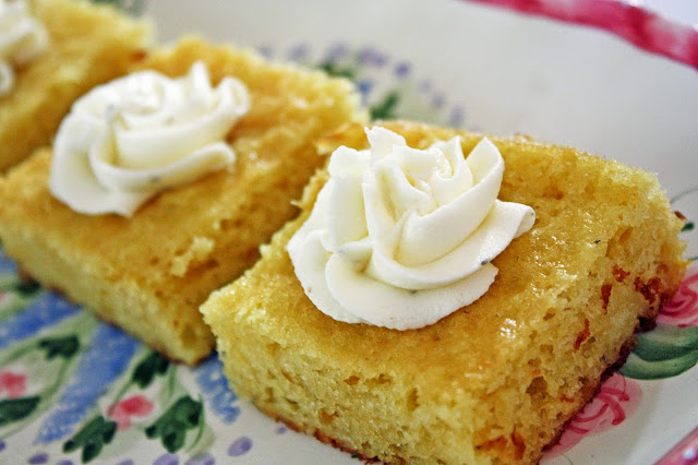 vegan lemon blondies with thyme buttercream