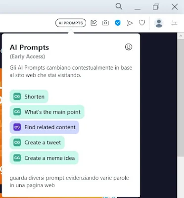 Comandi AI prompt Opera AI prompt Opera