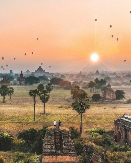 Sunrise Over Old Bagan In Myanmar