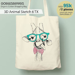 OceanSeven_Shopping Bag_Tas Belanja__Nature & Animal_3D Animal Sketch 6 TX