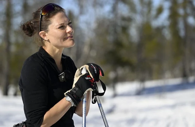 Crown Princess Victoria wore a new black and white ski fair isle jumper, sweater by Soft Goat. Princess Estelle