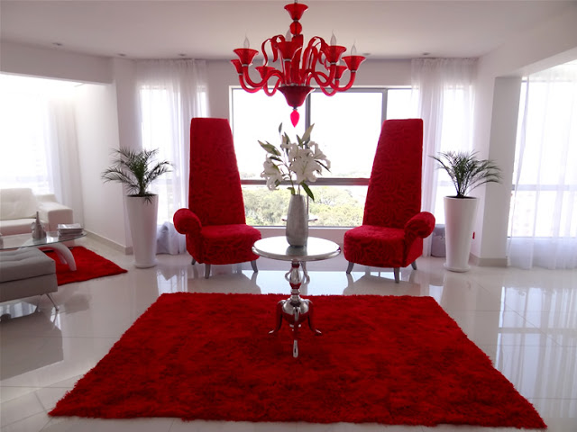 SALA COMEDOR ROJO Y BLANCO RED AND WHITE LIVINGROOM by salasycomedores.blogspot.com