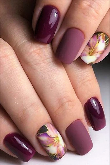 Beautiful Flower Nail Art Designs & Ideas (Nail Art-Purple)