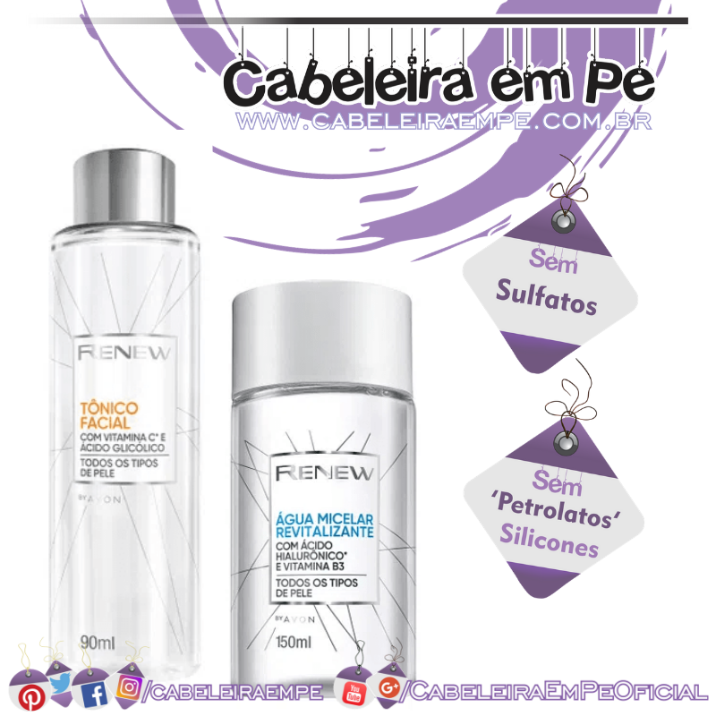 Tônico Facial e Água Micelar Renew - Avon