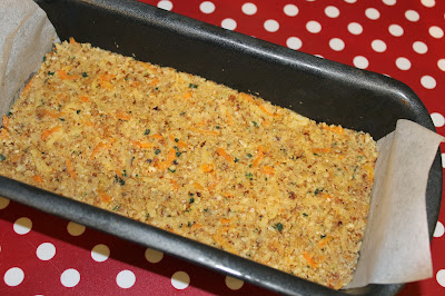 carrot parsnip and nut roast in a loaf tin