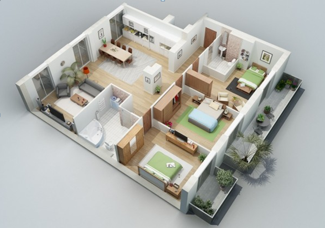 Rumah Minimalis Modern 1 Lantai 3 Kamar Tidur  1001+ Desain Rumah 