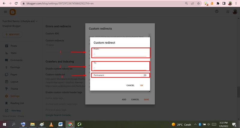 Cara Membuat Redirect di Blogspot