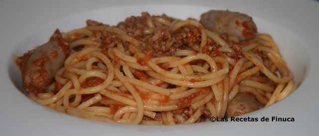 Espagueti Rojo Con Carne Molida