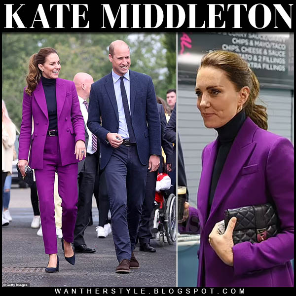 Kate Middleton in purple pant suit