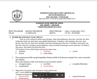 Soal Dan Kunci Jawaban Mata Pelajaran Bahasa Indonesia Kelas 10 Kurikulum 2013