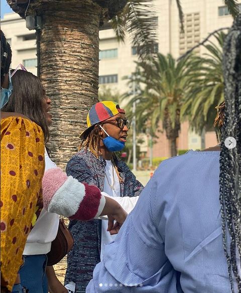 Photos Of Rapper, Yung6ix Leading #EndSARS Protest In Los Angeles, USA