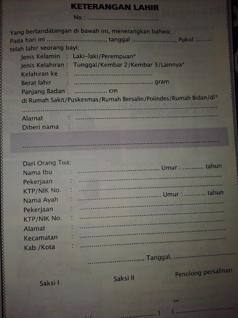 Contoh Surat Keterangan Lahir