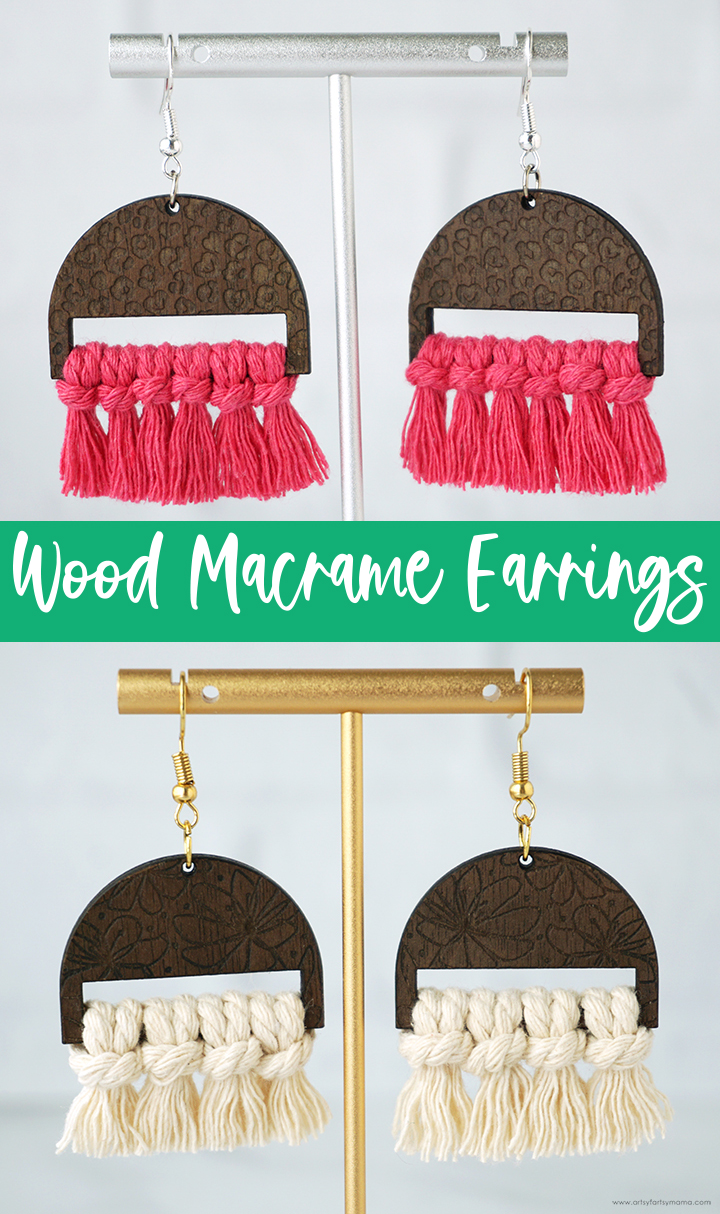 Wood Macrame Earrings