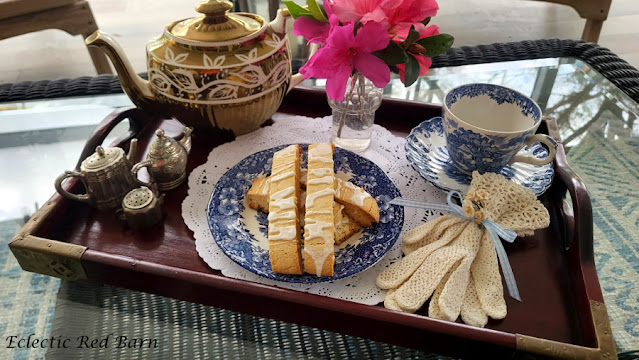Tea on a Tray Tour. Share NOW. teapot, teatime, memories, teacups, biscotti, eclecticredbarn