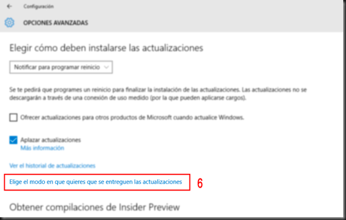 Elegir el modo en que se entregan las actualizaciones
