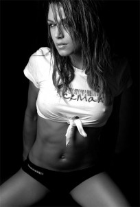  ufc mma ring girl rachelle leah black and white picture image