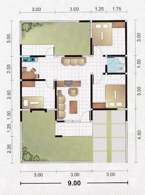 Denah Rumah Minimalis 9x13 Meter