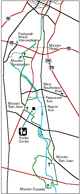 San Antonio Mission Detail Map