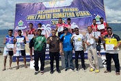 Personil Brimob Sumut Raih Juara 1 Kejurda Bola Voly Pantai di Samosir