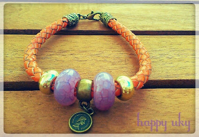  happy uky pulseras medalla lila bracelets  cuero