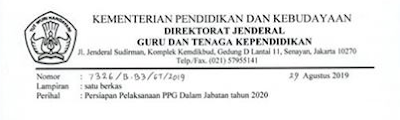 Jadwal seleksi administrasi PPG Dalam Jabatan Tahun 2020.