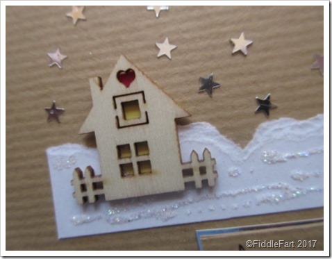 Mini Wooden House Embellishment. House in the snow Christmas Card Mini Wooden House Embellishment. House in the snow Christmas Card