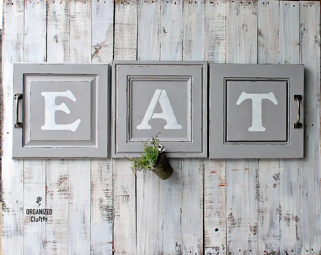 Repurposed Cabinet Door EAT Sign