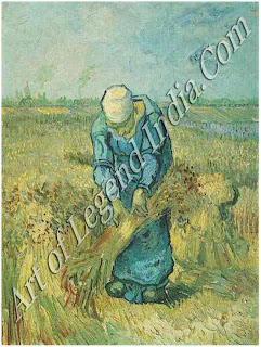 Vincent van Gogh (1853-90) Peasant Woman Tying Sheaves, One of the most influential artists of the 19th century, Van Gogh painted many agricultural workers during the last two years of his life, often basing his paintings on compositions by Millet. His early work as a lay preacher led him to invest his peasant subjects with true dignity.