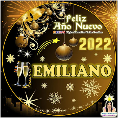 Nombre EMILIANO por Año Nuevo 2022 - Cartelito hombre