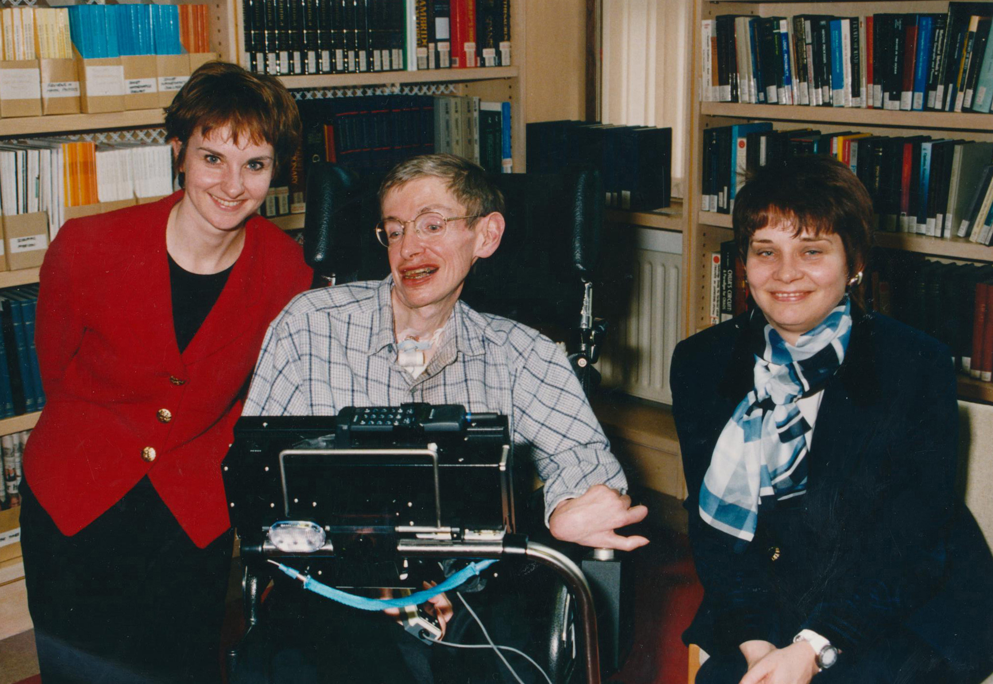 Gail Hanlon from Is This Mutton- right - meeting Prof Stephen Hawking