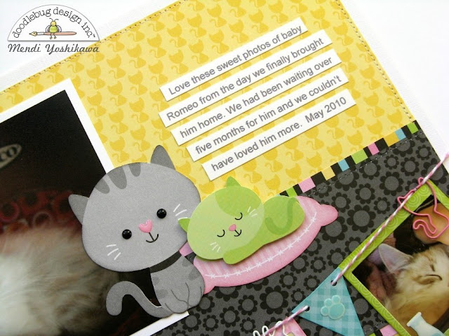 Doodlebug Design Kitten Smitten Purrfect Cat Layout by Mendi Yoshikawa.