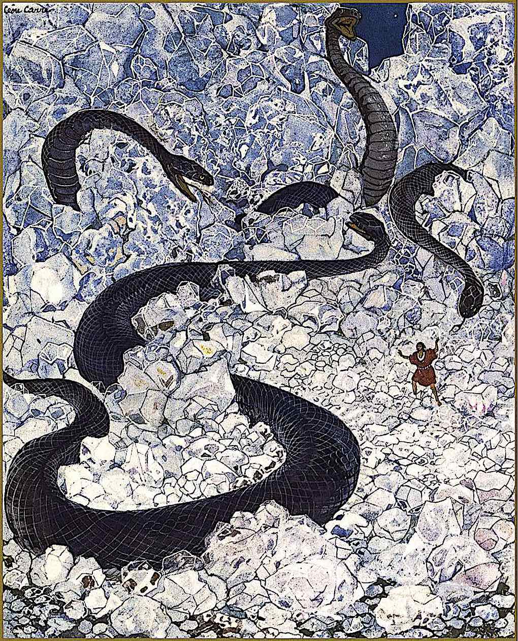 a Léon Carré illustration of giant snakes