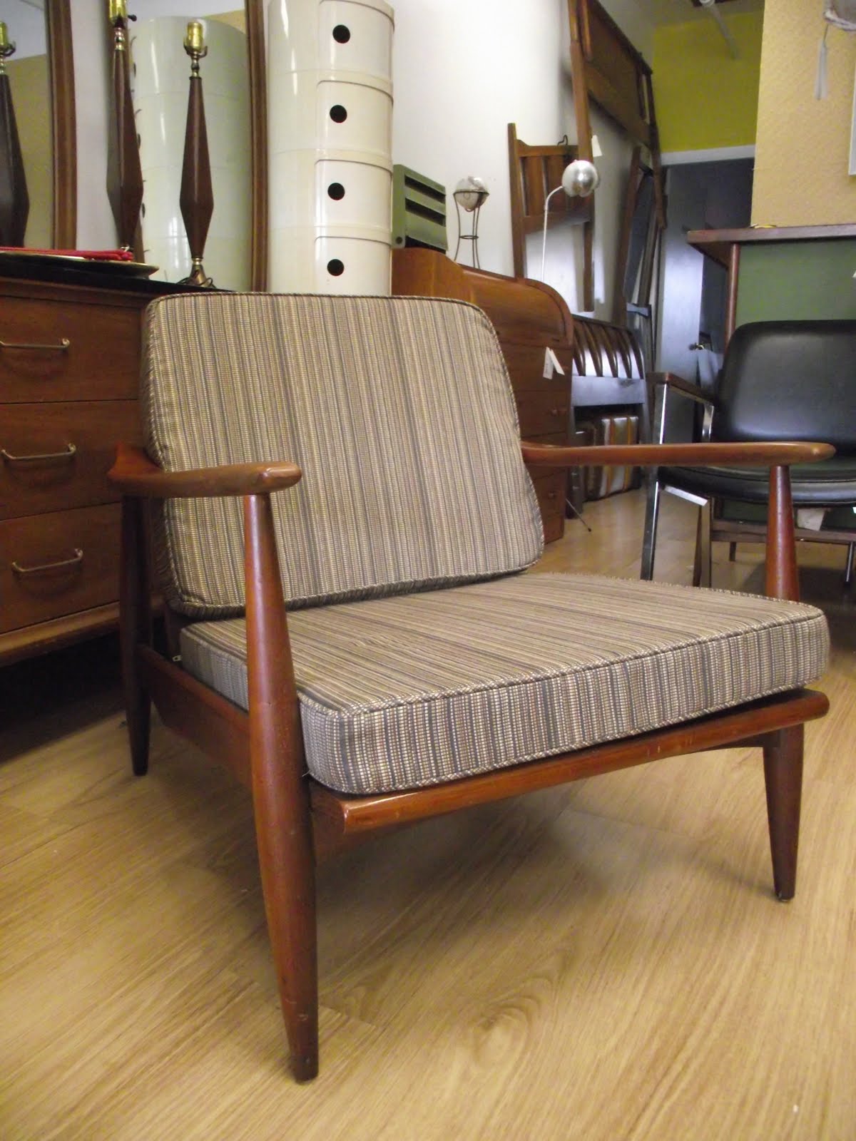  Surroundings Co.: 'New Stripes' MidCentury Modern Danish Lounge Chair