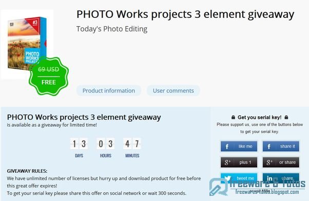 Offre promotionnelle : PHOTO Works projects 3 elements gratuit !