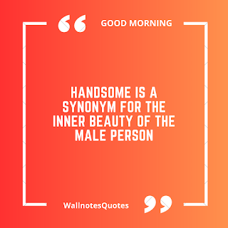 Good Morning Quotes, Wishes, Saying - wallnotesquotes - Handsome is a synonym for the inner beauty of the male person.