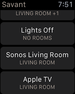 image of savant iwatch app scenes page