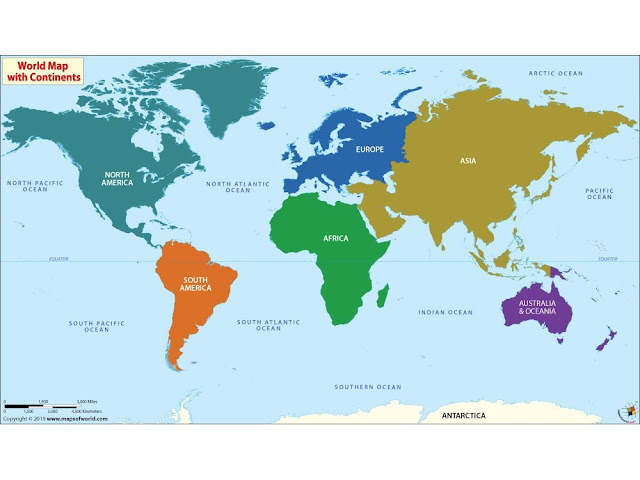 world map oceans and continents