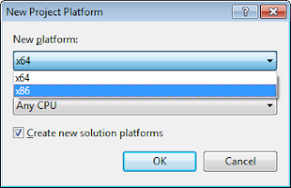 Cara Setting Project Database Visual Basic .NET dengan Microsoft Access Berjalan di Windows 64bit Dialog New Platform x86