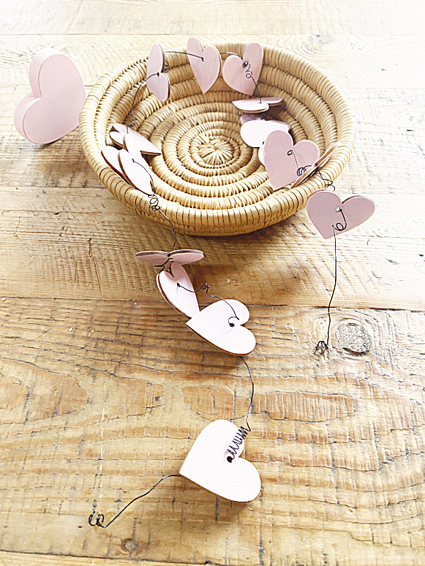 basket of mini pink hearts