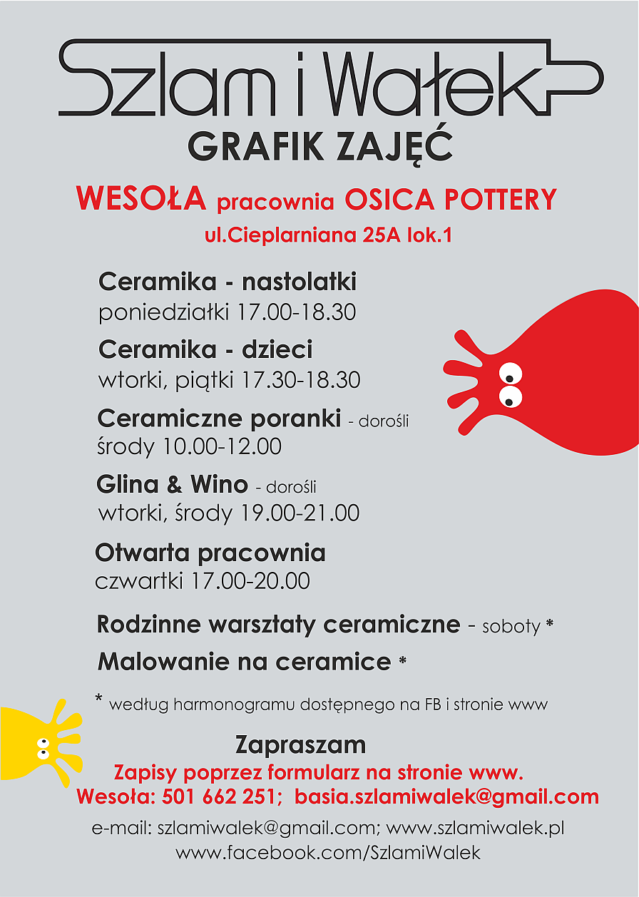 Harmonogram zajęć w pracowni w Wesołej