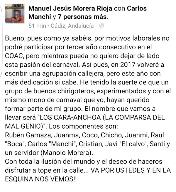 Chirigota Callejera del Morera en el Carnaval 2017