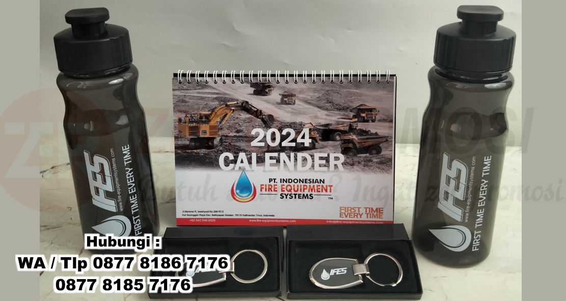 Souvenir Gantungan Kunci GK-007 + Kalender Meja A5 + Tumbler Florida Orderan PT. Indonesian Fire Equipment Sebanyak 170 pcs