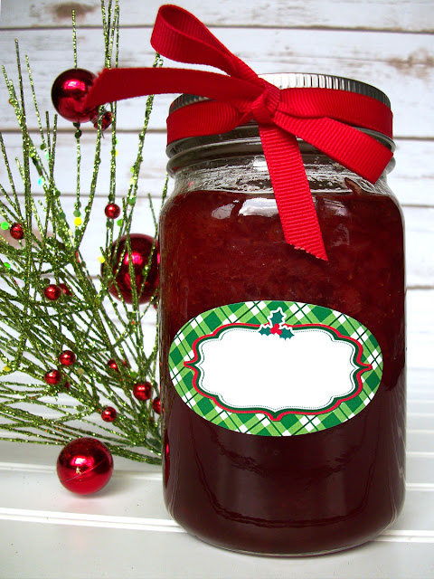 Plaid Red & Green Christmas Oval Canning Jar Labels