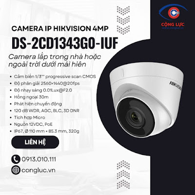 Bán camera IP Hikvision DS-2CD1343G0-IUF chính hãng tại Hải Phòng