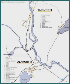 Расположение финских хуторов в Куртти