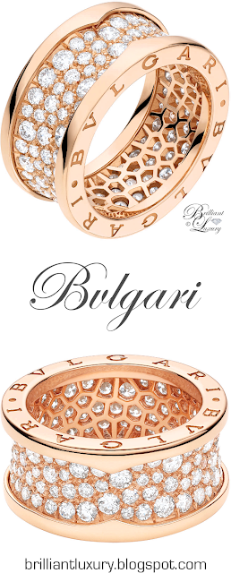 ♦Bvlgari B.zero1 18k rose gold ring with pavé diamonds #bvlgari #jewelry #brilliantluxury