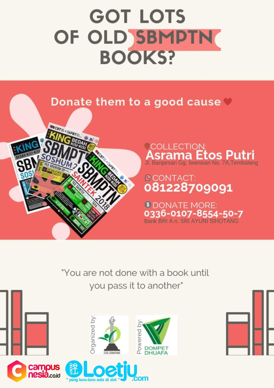 Gerakan Donasi  Buku  SBMPTN untuk Pelajar Kurang Mampu 