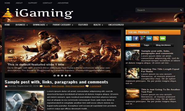 iGaming 2 Column Blogger Template